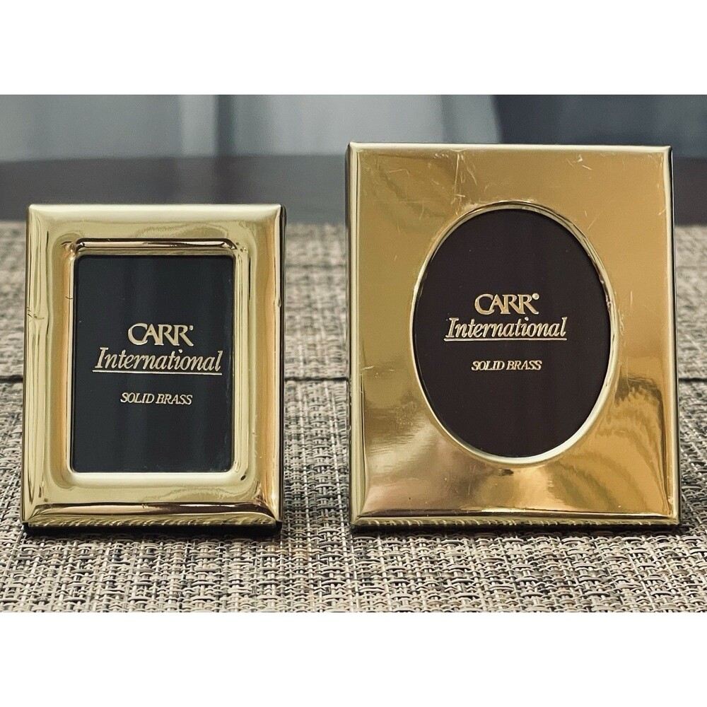 SOLD- CARR International Solid Brass Miniature Photo Frames Lot of Two Desktop - Picture 2 of 12